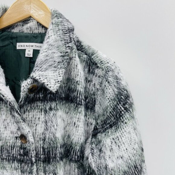 And Now This Womens Trendy Plus Size 0X Meadowland Plaid Shirt Jacket Green $60 - Picture 2 of 6